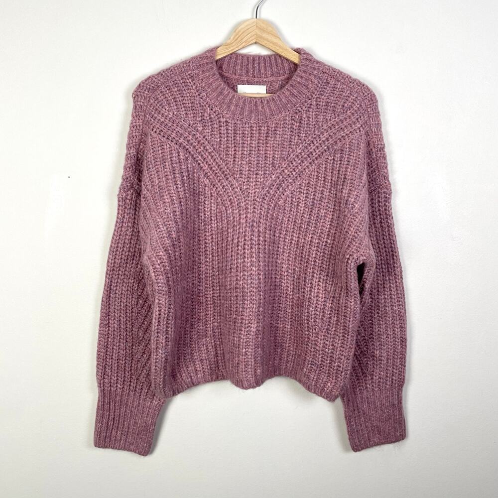 Abercrombie & Fitch Fluffy Crew Sweater Womens S Pink Pullover Fuzzy Knit Cozy